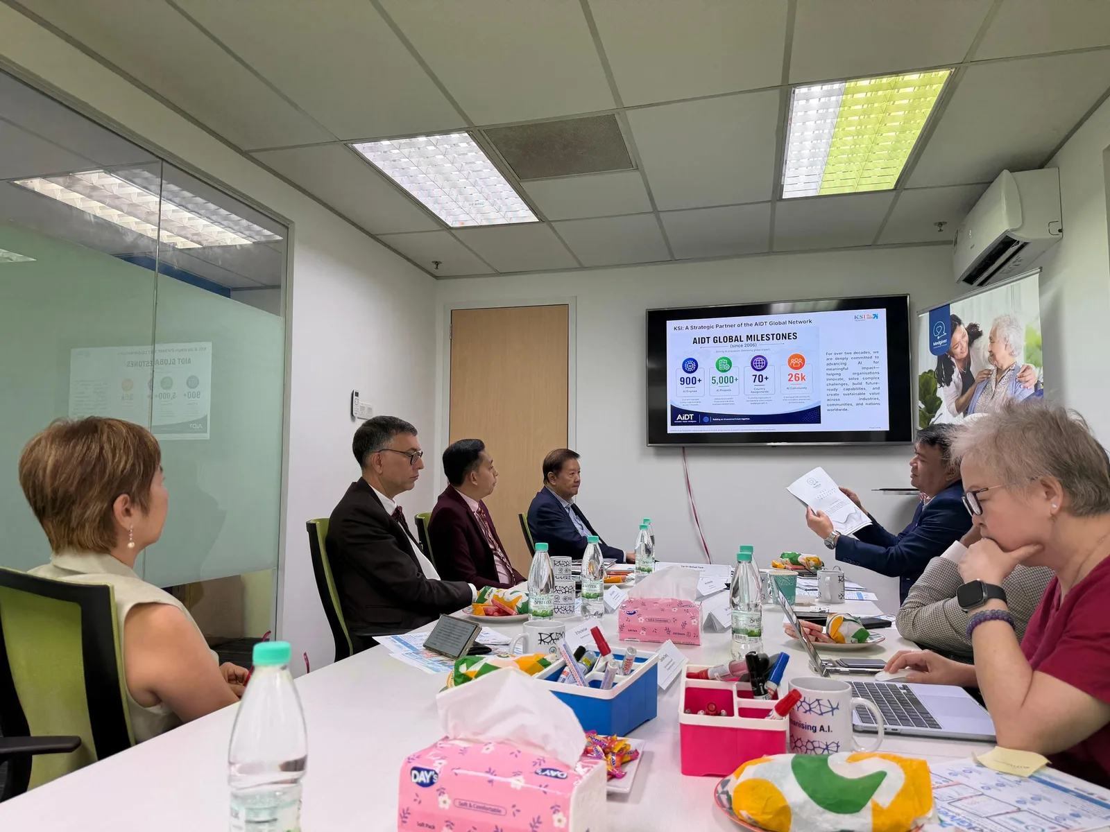 A briefing in the lab meeting room