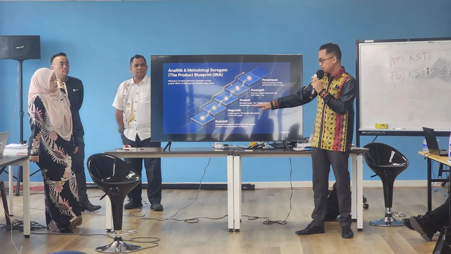 A team presenting its analytics and methodology
