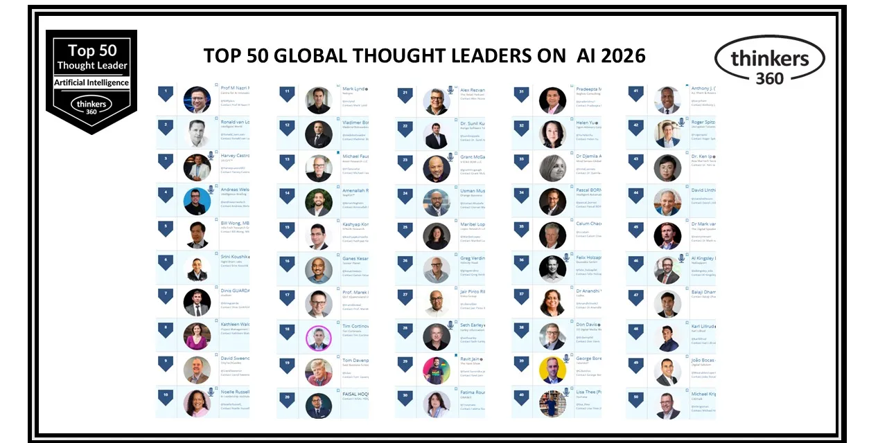 Thinkers360 Top 50 Global Thought Leaders on AI 2026