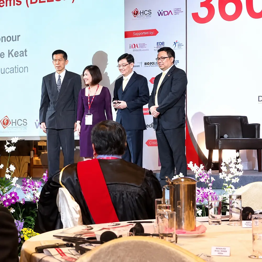 Receiving an award on stage